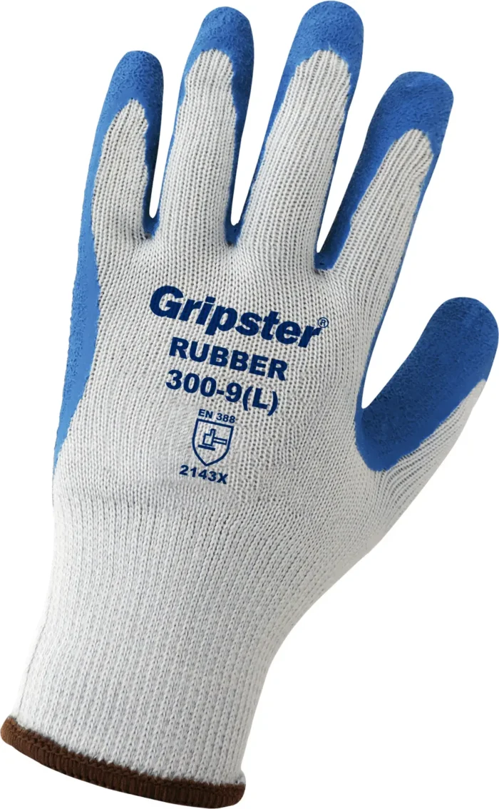 #300 Guantes de poliéster calibre 10 con palma recubierta de goma gris sin costuras Gripster® con resistencia a cortes, abrasión y perforaciones