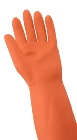 #30FT guantes sin soporte de látex de caucho naranja con forro de flocado de 30 mil de Frogwear® Heavy con patrón de panal de abeja