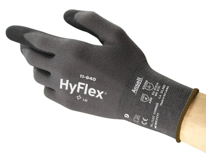 #11-840 HyFlex® GUANTE NYLON GRIS C/NITRILO FORTIX NEGRO