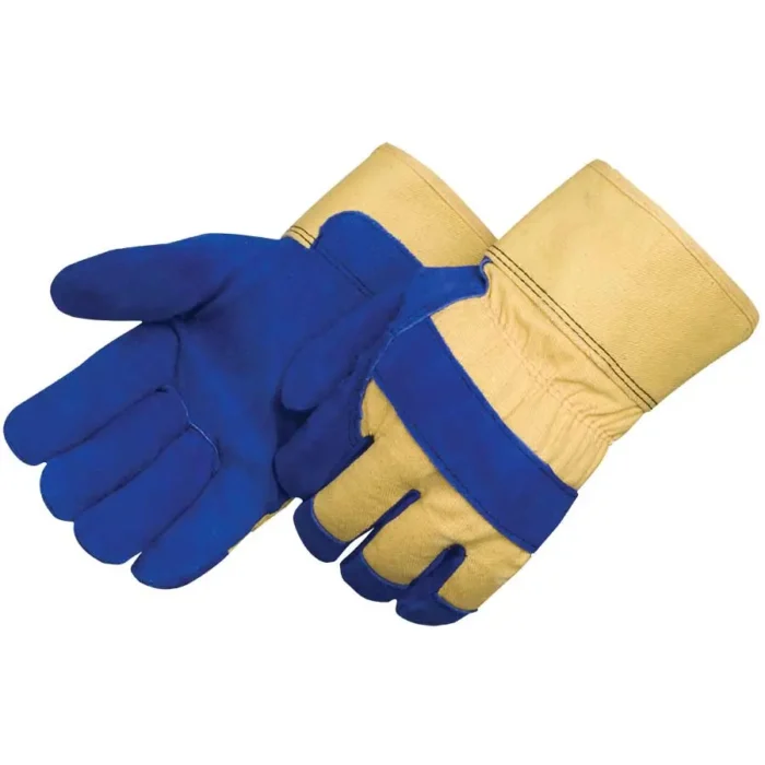 #3656 GUANTES DE PALMA DE CUERO PIEL DE VACUNO AZUL CON FORRO TÉRMICO PALMA DE CUERO CON TODAS LAS CARACTERÍSTICAS – PUÑO DE GOMA